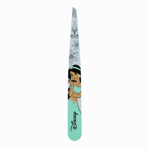 hover_image TWEEZERMAN schräge Pinzette mit Disney's Jasmine aus rostfreiem Edelstahl mit handgeschliffenen Spitzen.