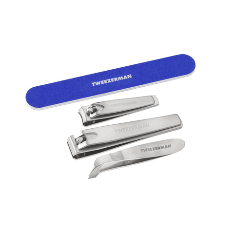 TWEEZERMAN Geschenkset mit verschiedenen Produkten aus rostfreiem Edelstahl speziell für die Nagelpflege.