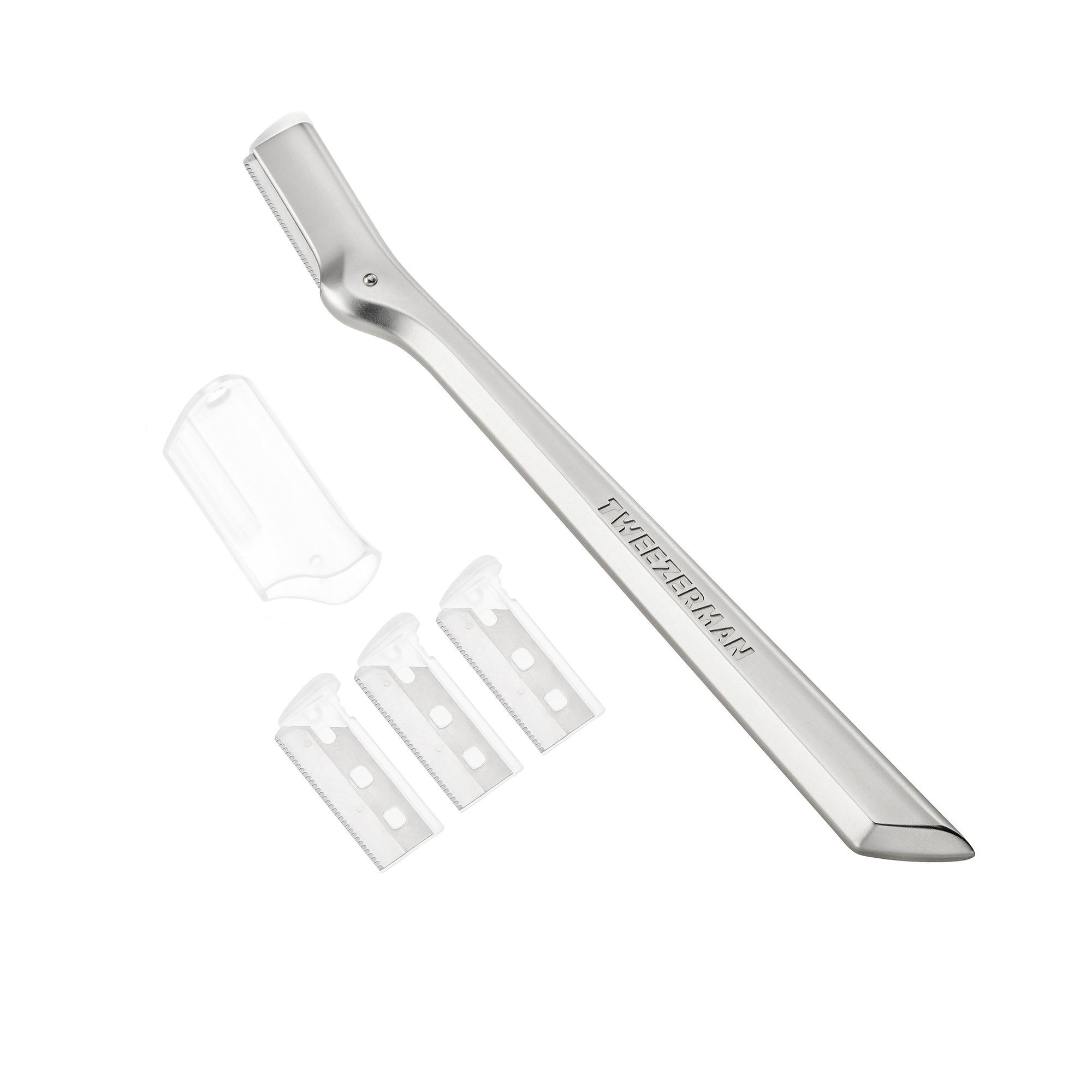 TWEEZERMAN Augenbrauenrasierer in silber aus rostfreiem Edelstahl mit scharfen und robusten Klingen sowie ausgezeichneter Ergonomie.