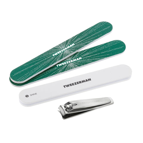 TWEEZERMAN Geschenkset mit verschiedenen Produkten aus rostfreiem Edelstahl speziell für die Nagelpflege.