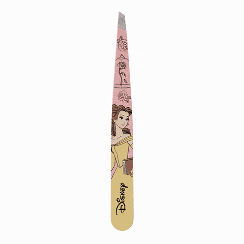 hover_image TWEEZERMAN schräge Pinzette mit Disney's Belle aus rostfreiem Edelstahl mit handgeschliffenen Spitzen.