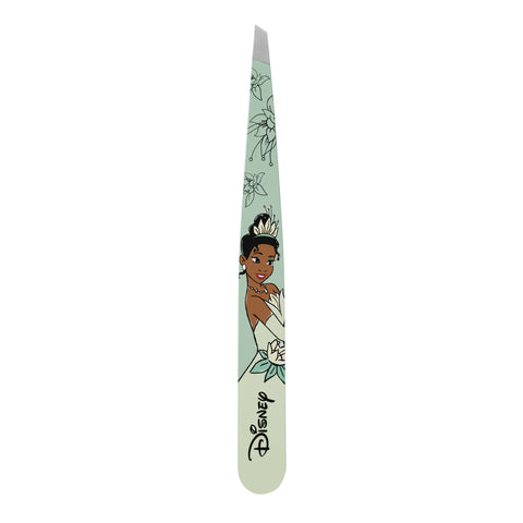 TWEEZERMAN schräge Pinzette mit Disney's Tiana aus rostfreiem Edelstahl mit handgeschliffenen Spitzen.