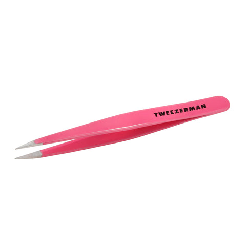TWEEZERMAN spitze Pinzette in pink aus rostfreiem Edelstahl mit handgeschliffenen Spitzen.