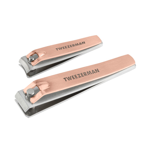 TWEEZERMAN Nagelknipser Set in Rose Gold aus rostfreiem Edelstahl.