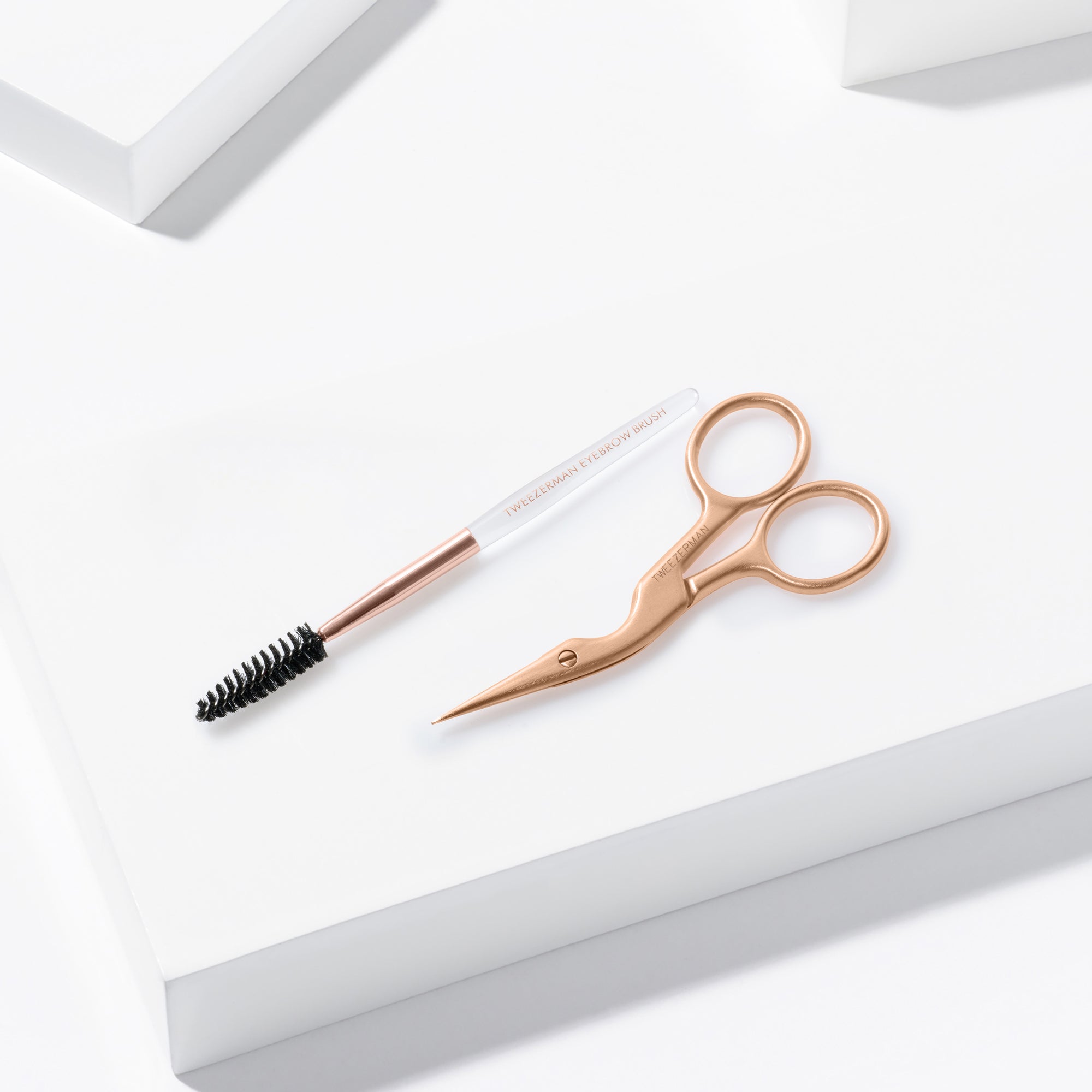 Brow Shaping Scissors &amp; Brush - Augenbrauenschere &amp; Augenbrauenbürste, Rose Gold