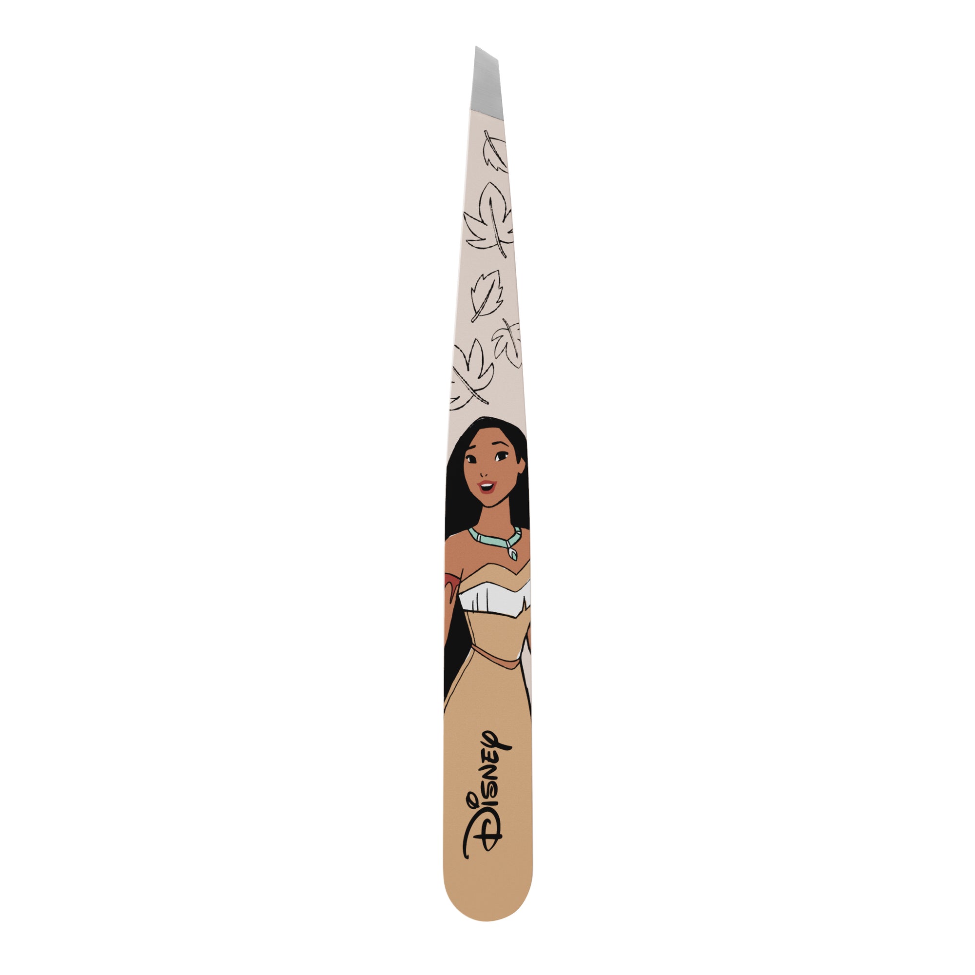 TWEEZERMAN schräge Pinzette mit Disney&#39;s Pocahontas aus rostfreiem Edelstahl mit handgeschliffenen Spitzen.