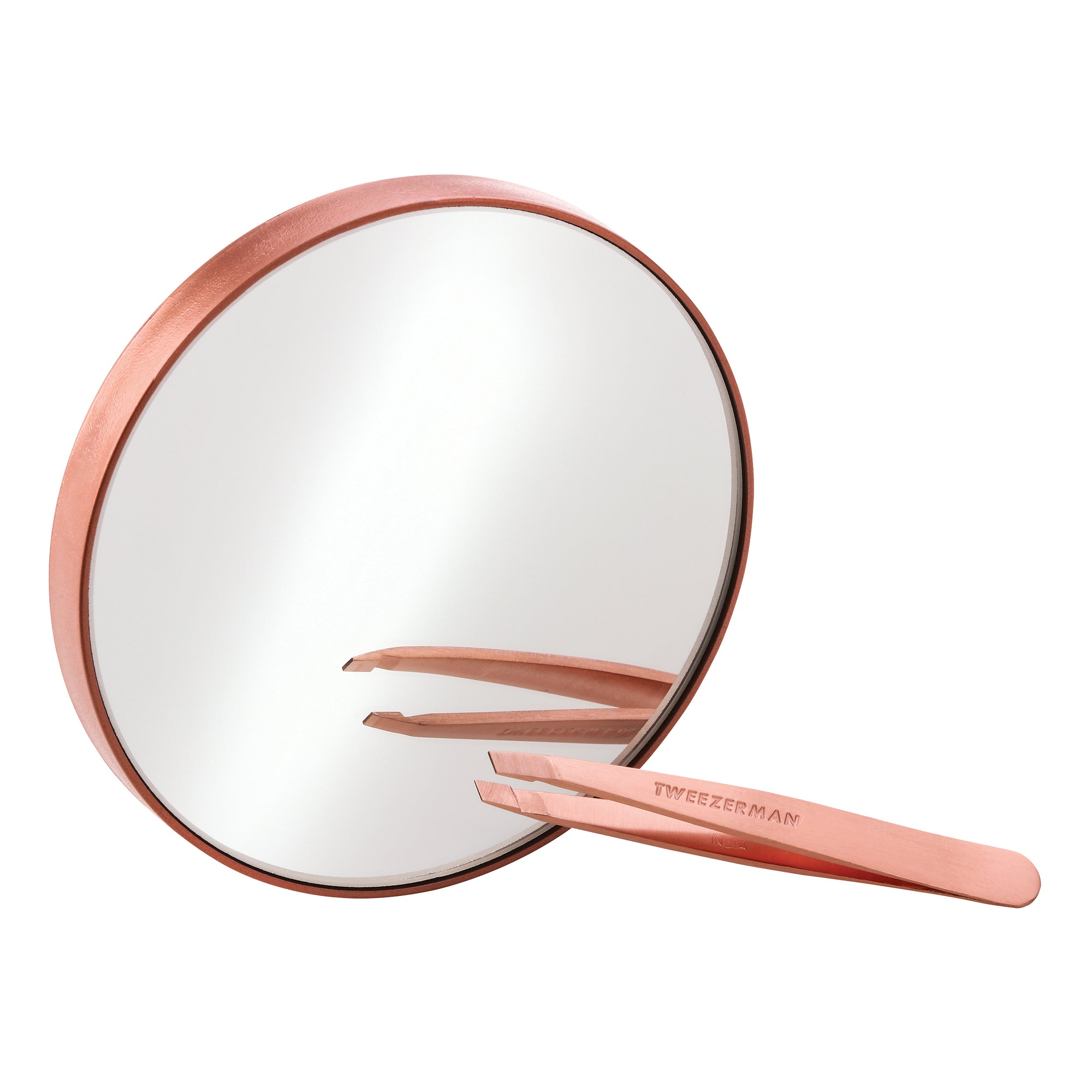 Mini Slant Tweezer &amp; 10X Mirror Duo - Schräge Mini Pinzette &amp; 10X Vergrößerungsspiegel, Rose Gold