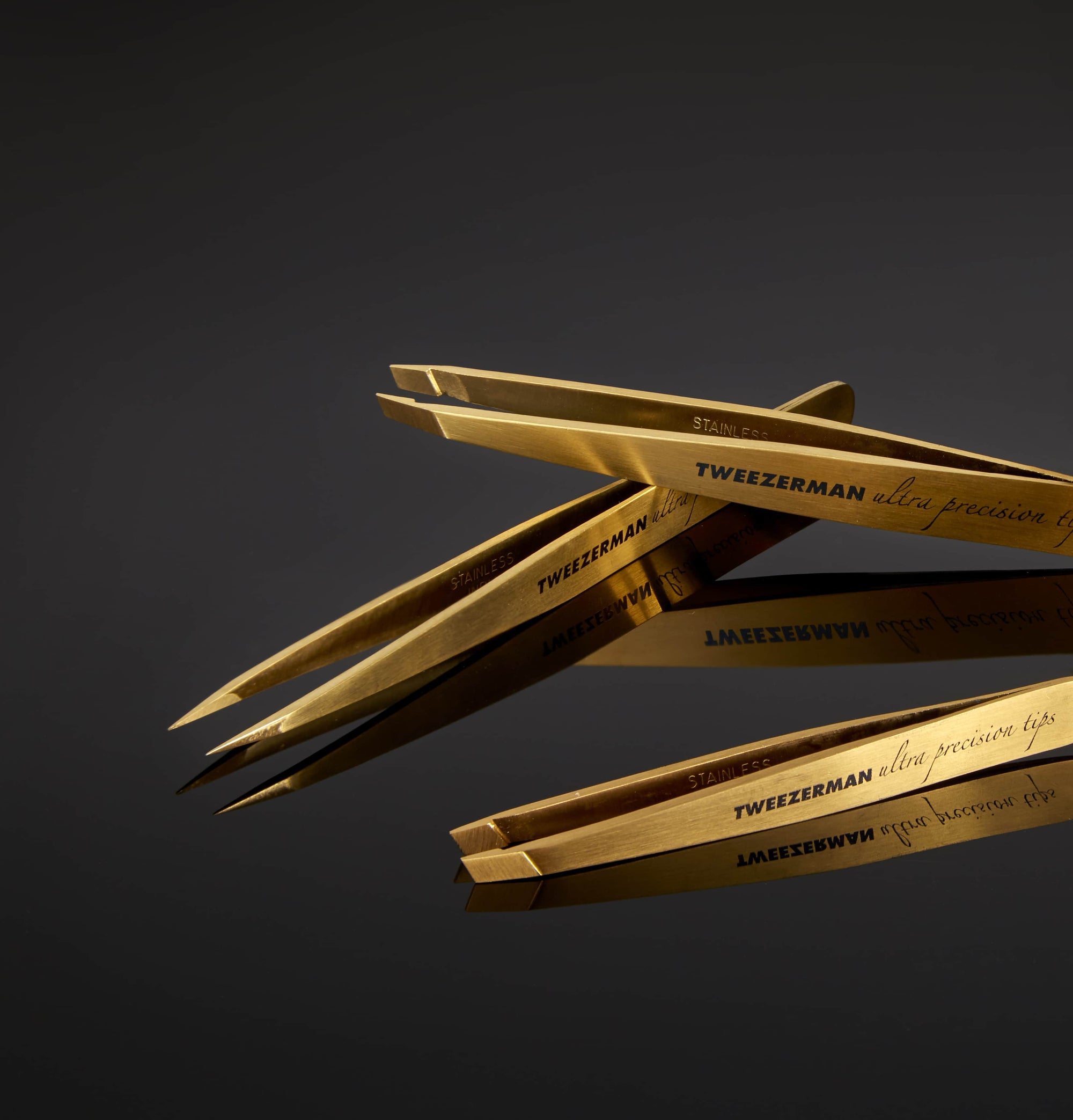 Ultra Precision Slant Tweezer - Schräge Pinzette, Gold