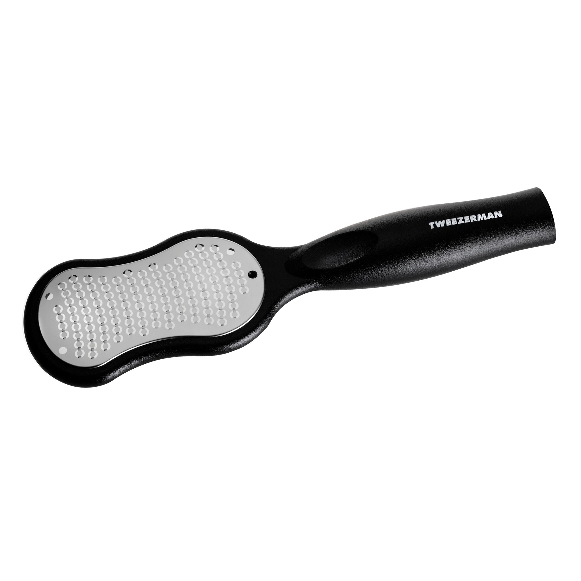 TWEEZERMAN Hornhautentferner in schwarz mit robuster Klinge aus rostfreiem Edelstahl.
