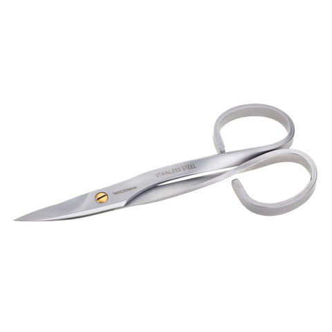 TWEEZERMAN Nagelschere in silber aus rostfreiem Edelstahl mit gebogenen Schneiden.