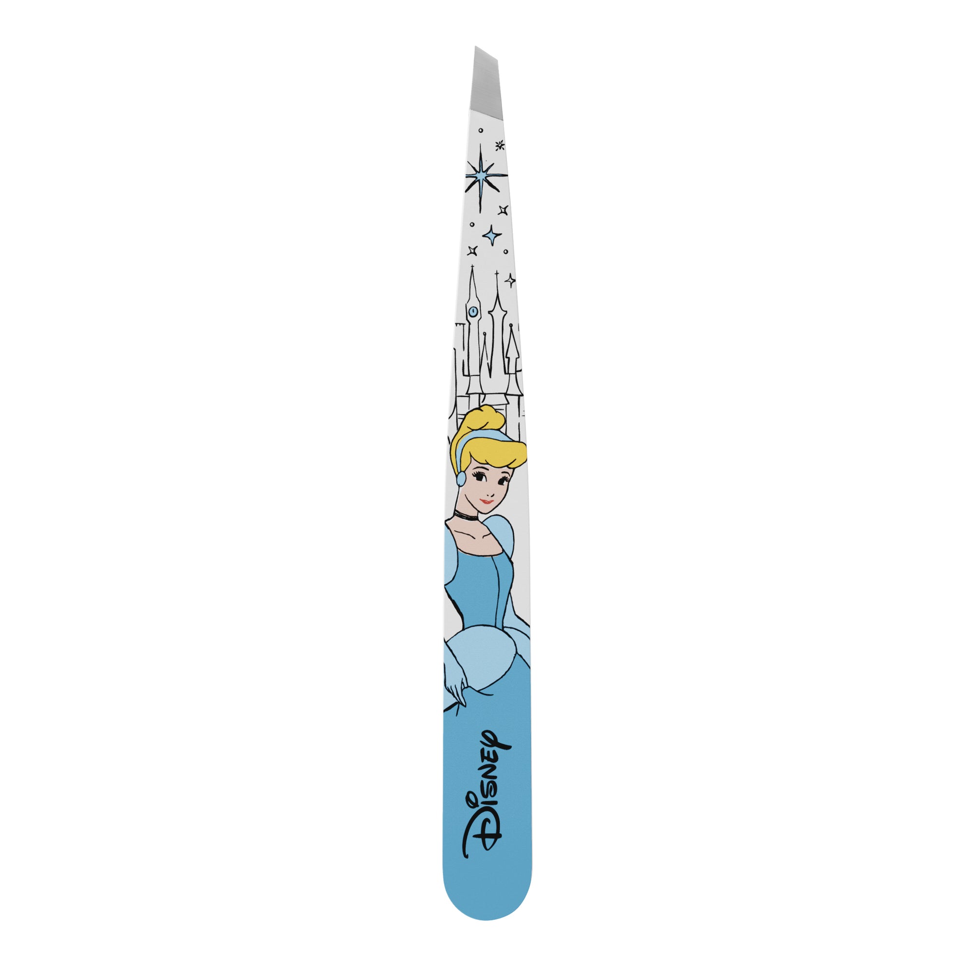 TWEEZERMAN schräge Pinzette mit Disney&#39;s Cinderella aus rostfreiem Edelstahl mit handgeschliffenen Spitzen.
