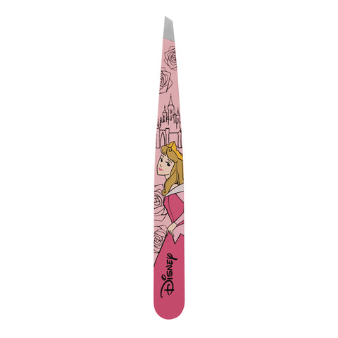 TWEEZERMAN schräge Pinzette mit Disney's Aurora aus rostfreiem Edelstahl mit handgeschliffenen Spitzen.
