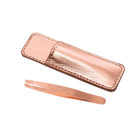 Mini Slant Tweezer & Case - Schräge Mini Pinzette mit Etui, Rose Gold