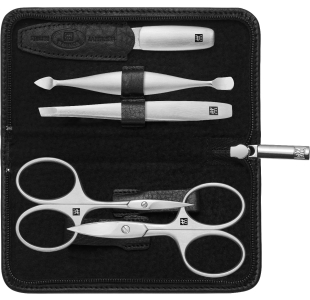Maniküre Pediküre Set 5tlg. Mit Nagelschere, Leder, schwarz