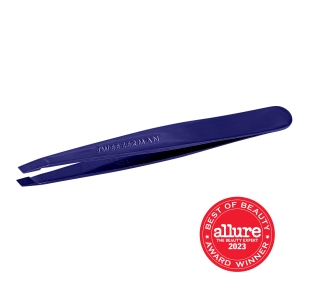 TWEEZERMAN schräge Pinzette der Farbe Cobalt Blue, durchgehend bis zur Pinzettenspitze und handgeschliffenen Spitzen.